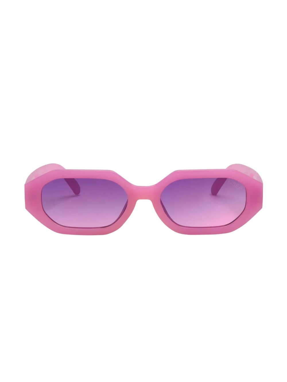 Women's Pink Angular Frame Sunglasses with Purple Gradient Lenses